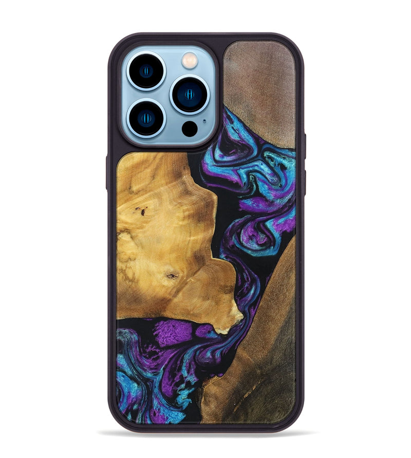 iPhone 14 Pro Max Wood+Resin Phone Case - Jeri (Mosaic, 697448)