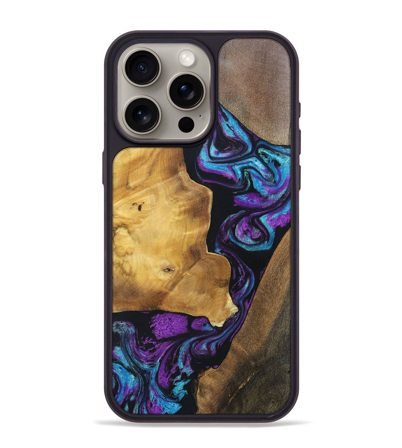 iPhone 15 Pro Max Wood+Resin Phone Case - Jeri (Mosaic, 697448)