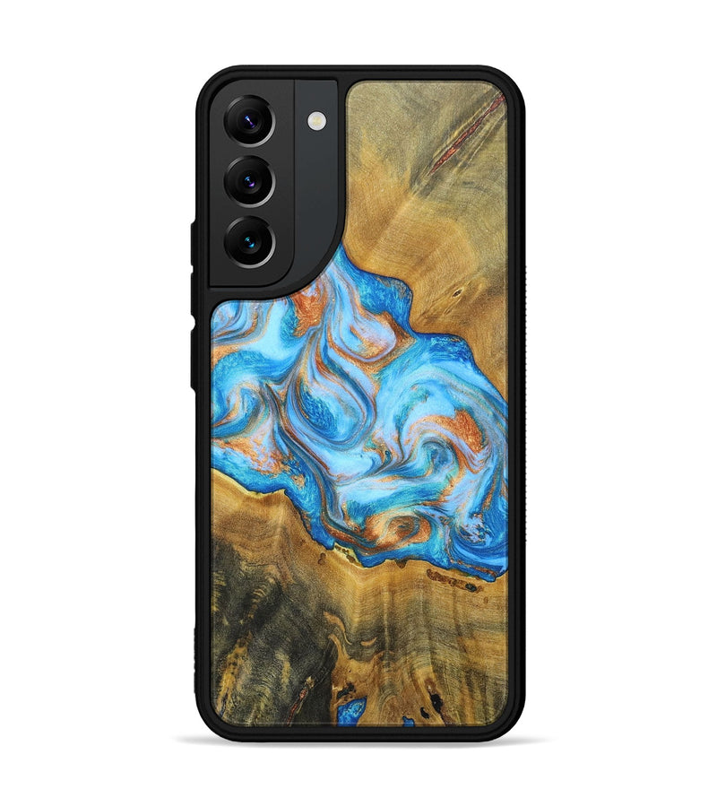 Galaxy S22 Plus Wood+Resin Phone Case - Reginald (Teal & Gold, 697464)