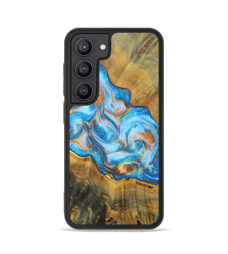 Galaxy S23 Wood+Resin Phone Case - Reginald (Teal & Gold, 697464)