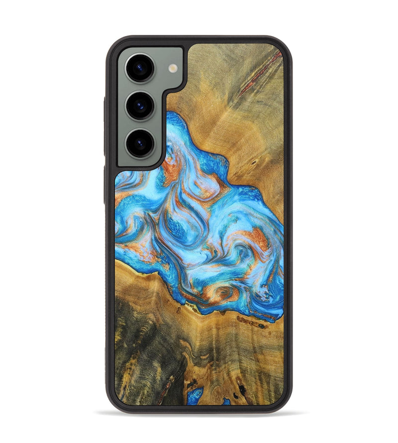 Galaxy S23 Plus Wood+Resin Phone Case - Reginald (Teal & Gold, 697464)