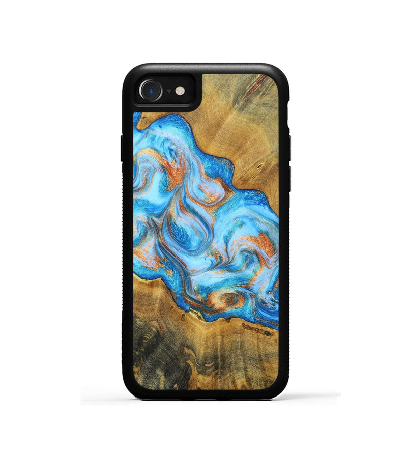 iPhone SE Wood+Resin Phone Case - Reginald (Teal & Gold, 697464)