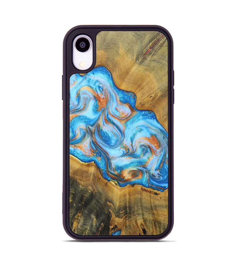 iPhone Xr Wood+Resin Phone Case - Reginald (Teal & Gold, 697464)