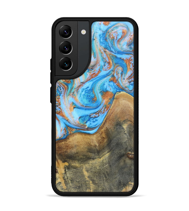 Galaxy S22 Plus Wood+Resin Phone Case - Sheila (Teal & Gold, 697468)