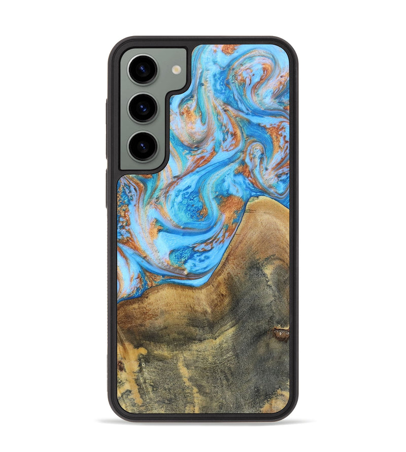 Galaxy S23 Plus Wood+Resin Phone Case - Sheila (Teal & Gold, 697468)