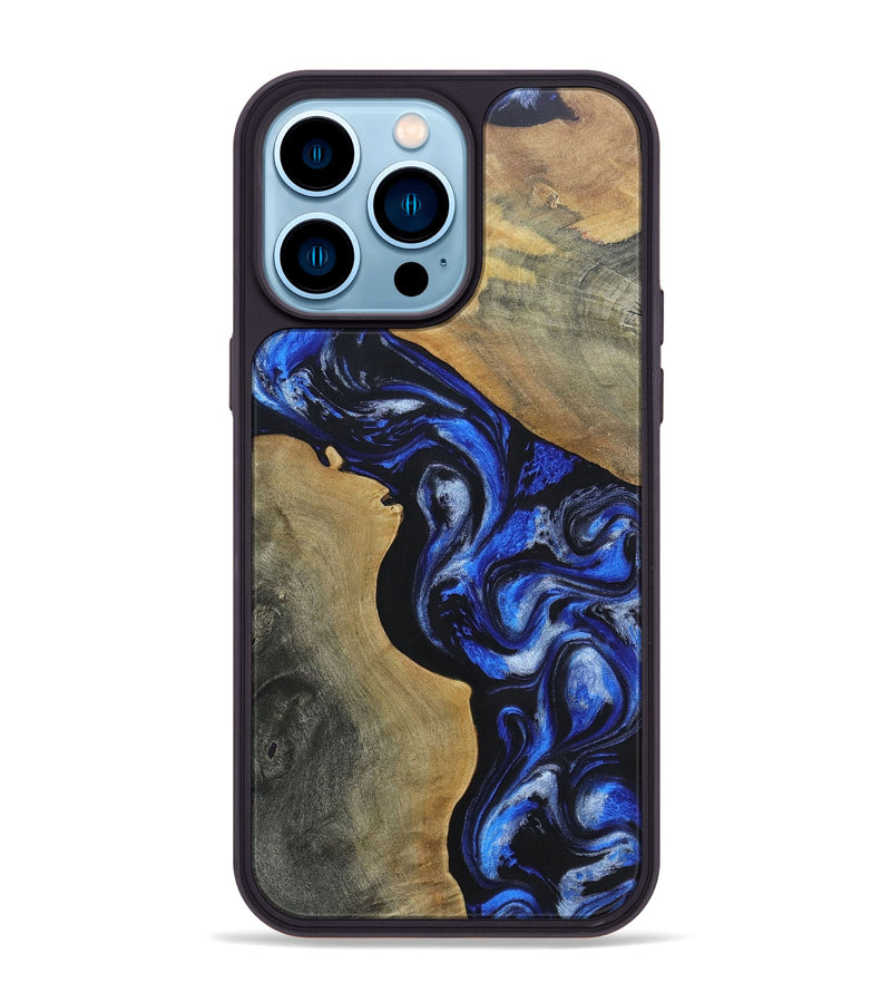 iPhone 14 Pro Max Wood+Resin Phone Case - Adelaide (Blue, 697473)