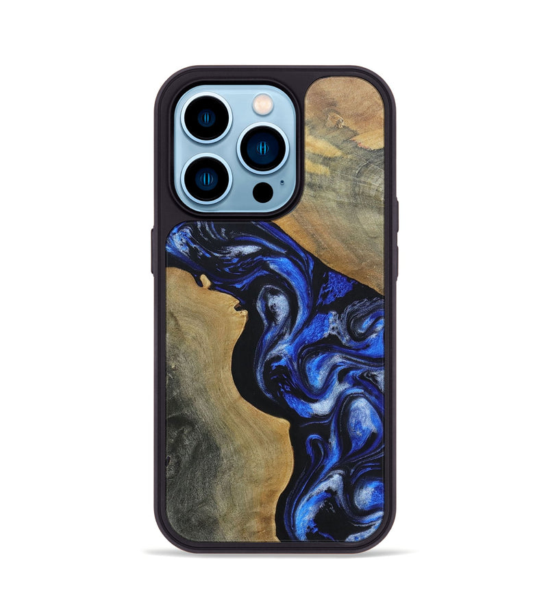 iPhone 14 Pro Wood+Resin Phone Case - Adelaide (Blue, 697473)