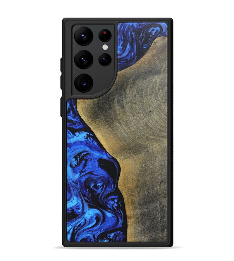Galaxy S22 Ultra Wood+Resin Phone Case - Sheila (Blue, 697474)