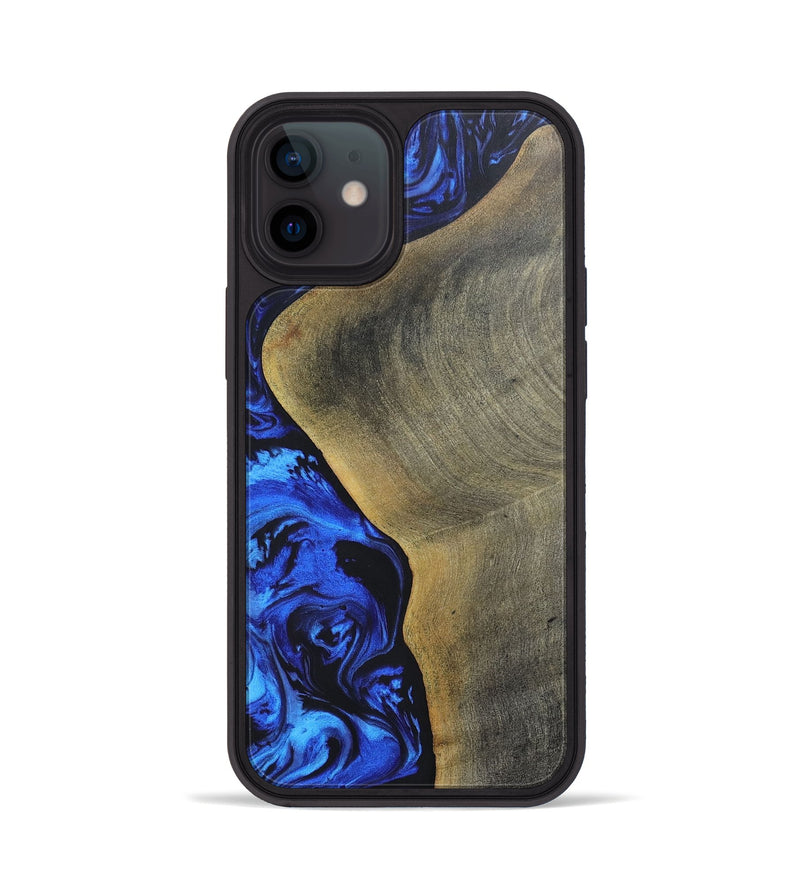 iPhone 12 Wood+Resin Phone Case - Sheila (Blue, 697474)