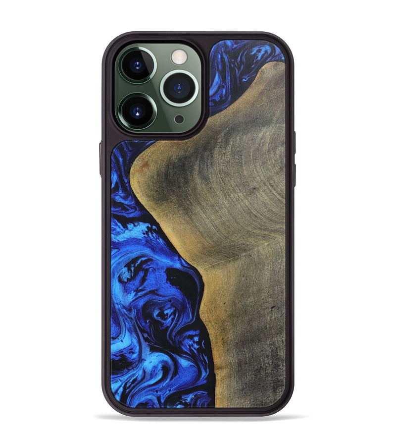 iPhone 13 Pro Max Wood+Resin Phone Case - Sheila (Blue, 697474)