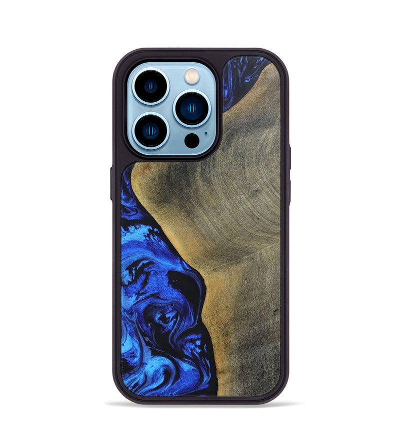 iPhone 14 Pro Wood+Resin Phone Case - Sheila (Blue, 697474)