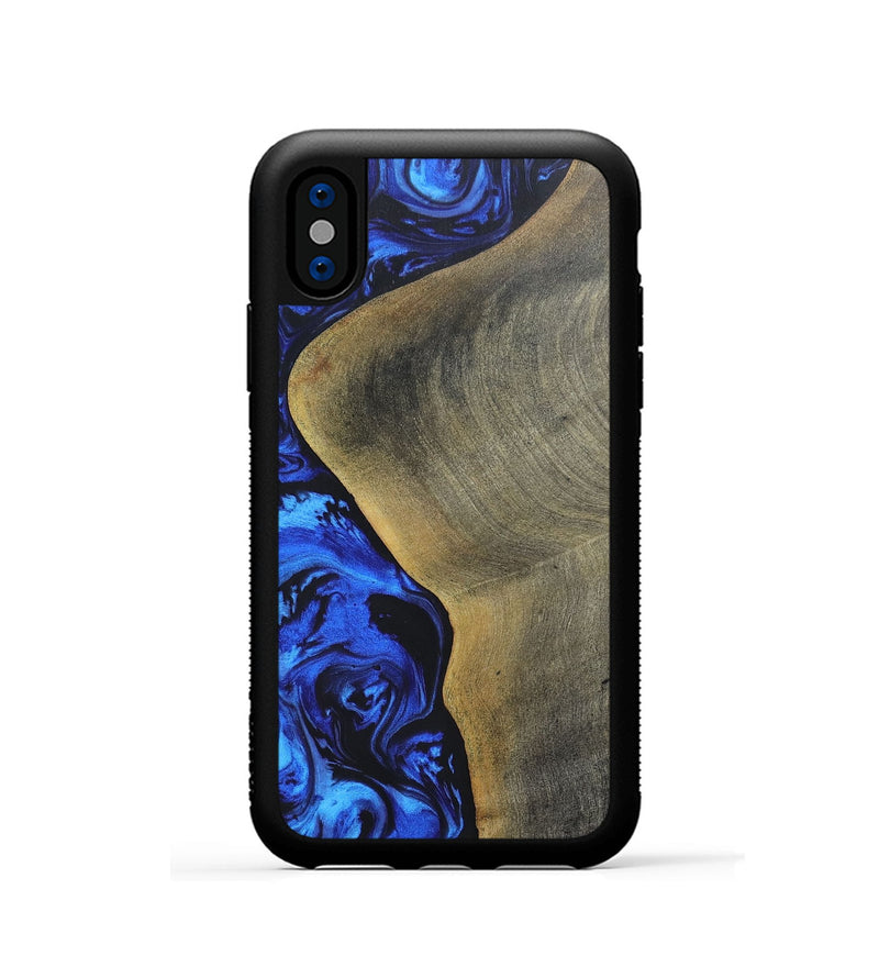 iPhone Xs Wood+Resin Phone Case - Sheila (Blue, 697474)