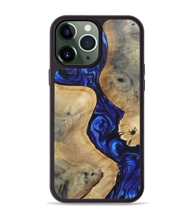 iPhone 13 Pro Max Wood+Resin Phone Case - Leilani (Blue, 697475)