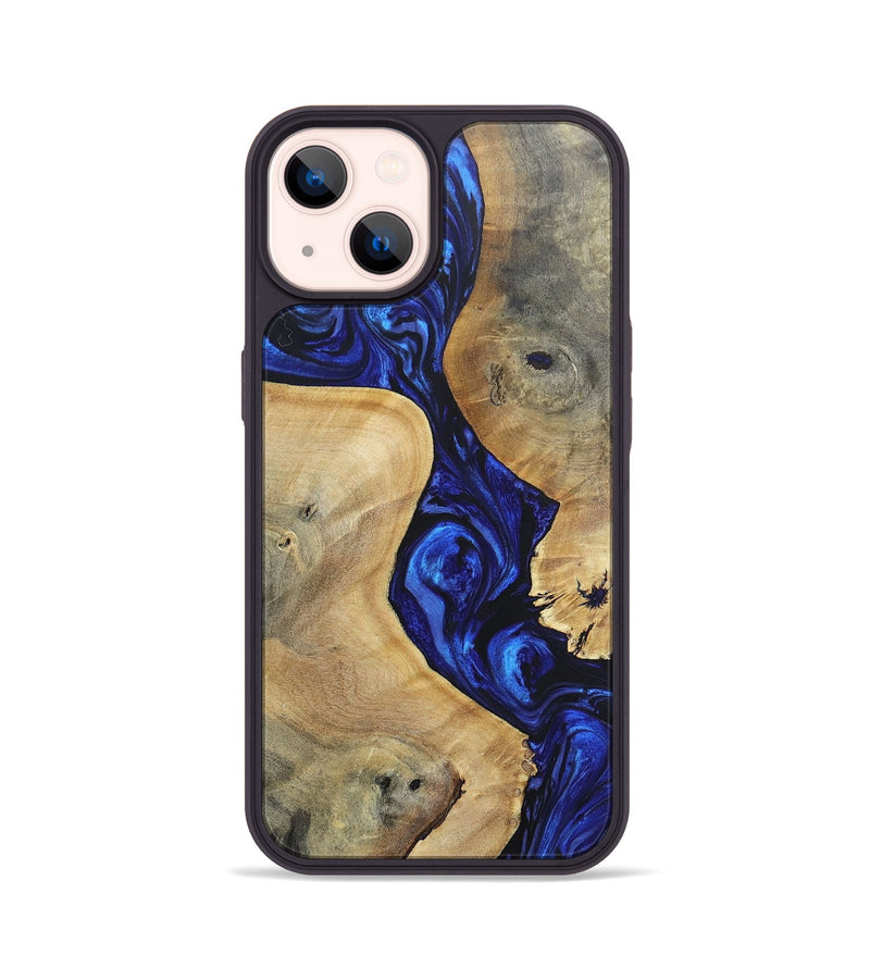 iPhone 14 Wood+Resin Phone Case - Leilani (Blue, 697475)