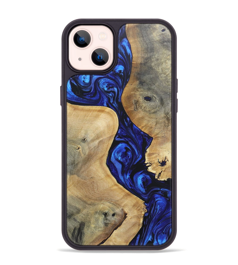 iPhone 14 Plus Wood+Resin Phone Case - Leilani (Blue, 697475)