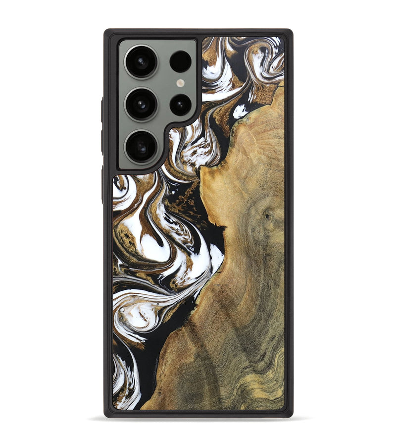 Galaxy S23 Ultra Wood+Resin Phone Case - Morris (Black & White, 697496)