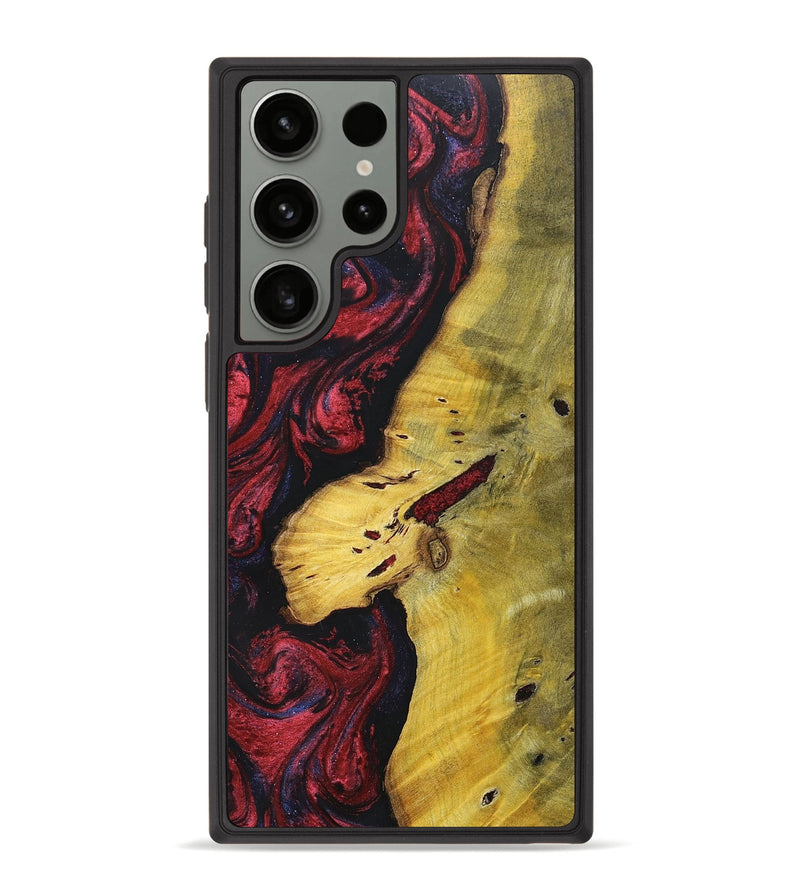 Galaxy S23 Ultra Wood+Resin Phone Case - Devante (Red, 697537)