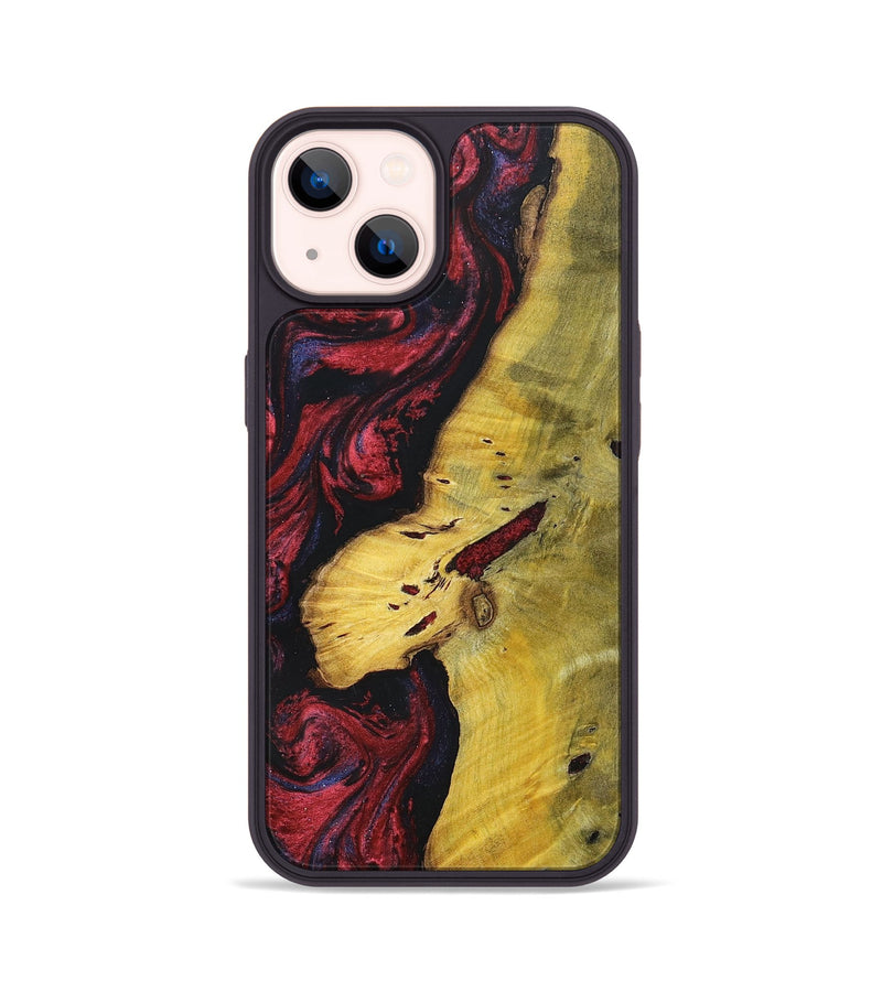 iPhone 14 Wood+Resin Phone Case - Devante (Red, 697537)