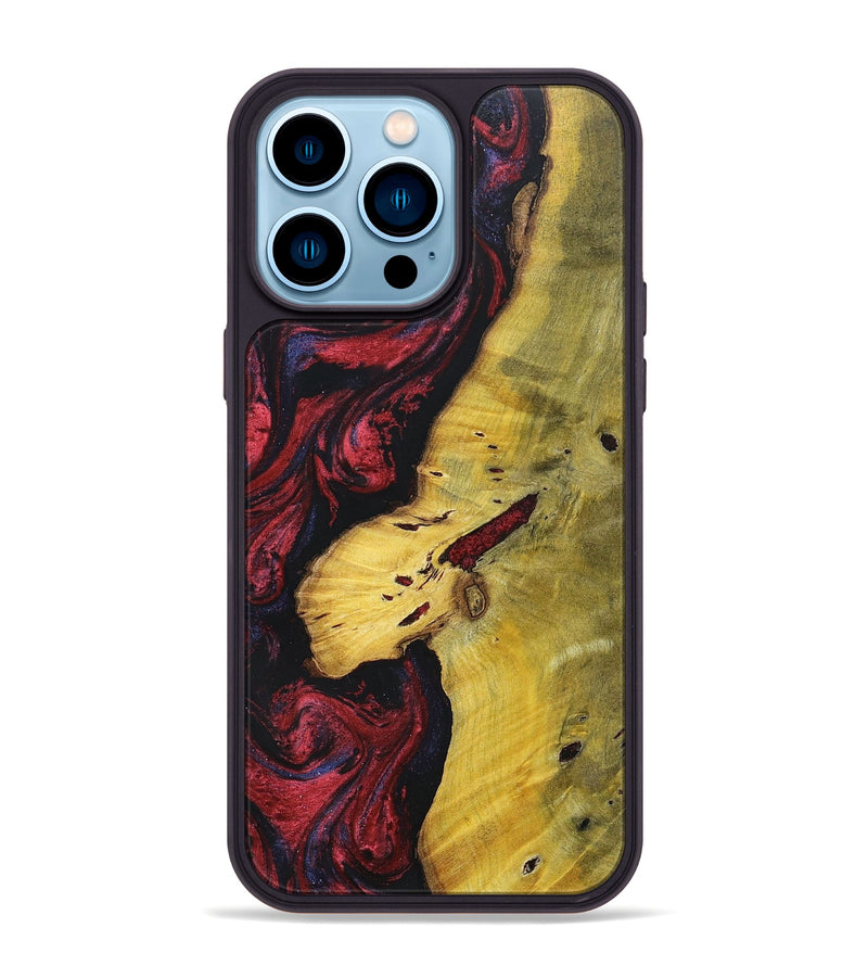 iPhone 14 Pro Max Wood+Resin Phone Case - Devante (Red, 697537)
