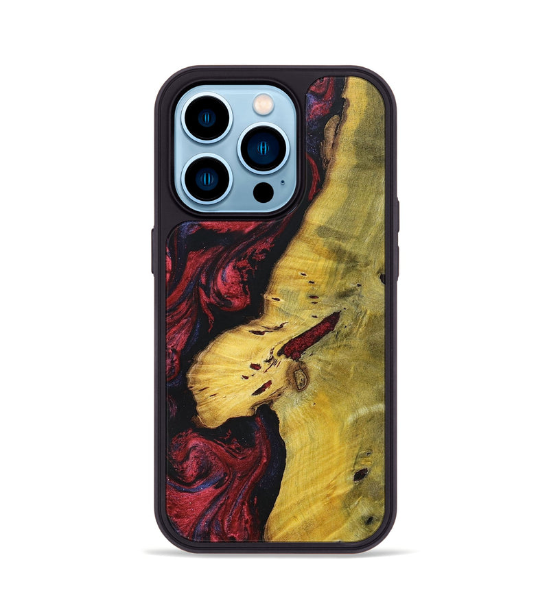 iPhone 14 Pro Wood+Resin Phone Case - Devante (Red, 697537)