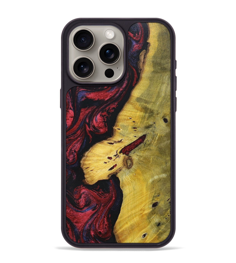 iPhone 15 Pro Max Wood+Resin Phone Case - Devante (Red, 697537)