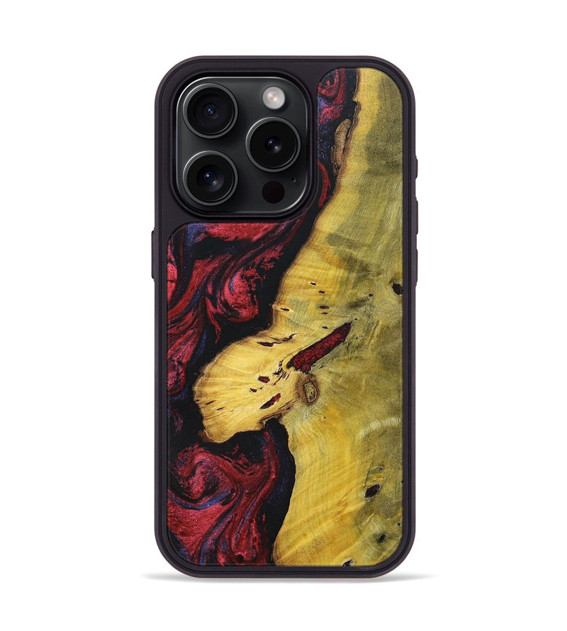 iPhone 15 Pro Wood+Resin Phone Case - Devante (Red, 697537)