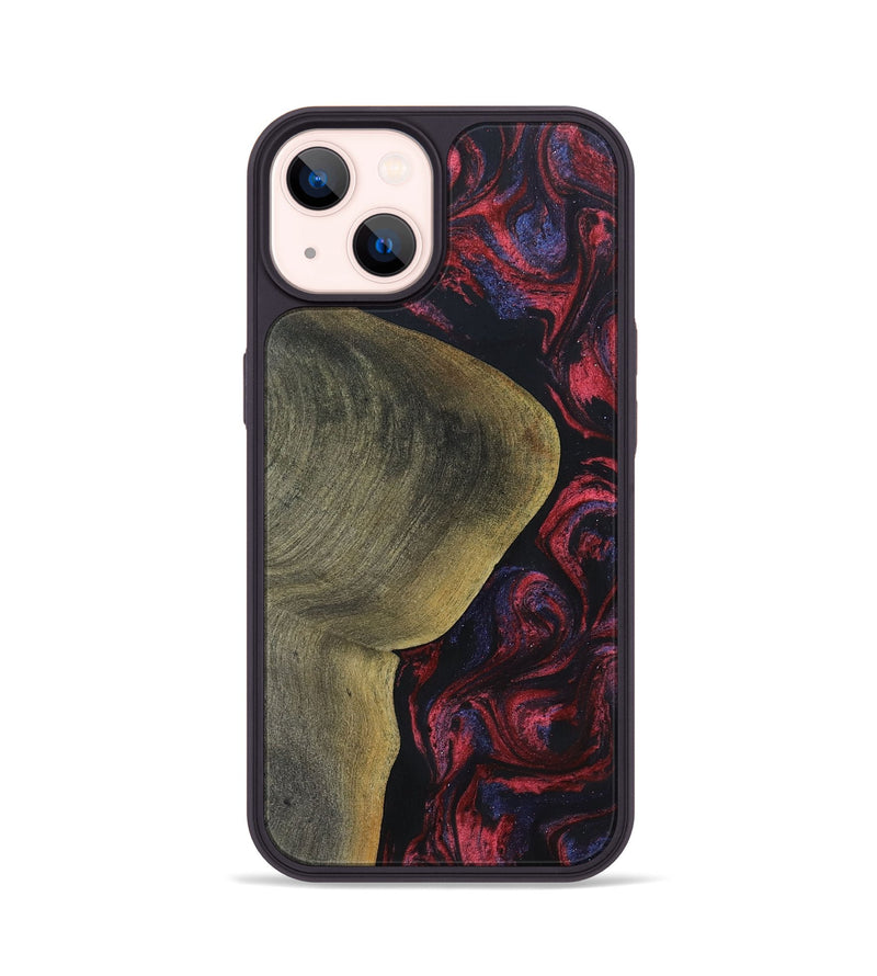 iPhone 14 Wood+Resin Phone Case - Yaretzi (Red, 697541)