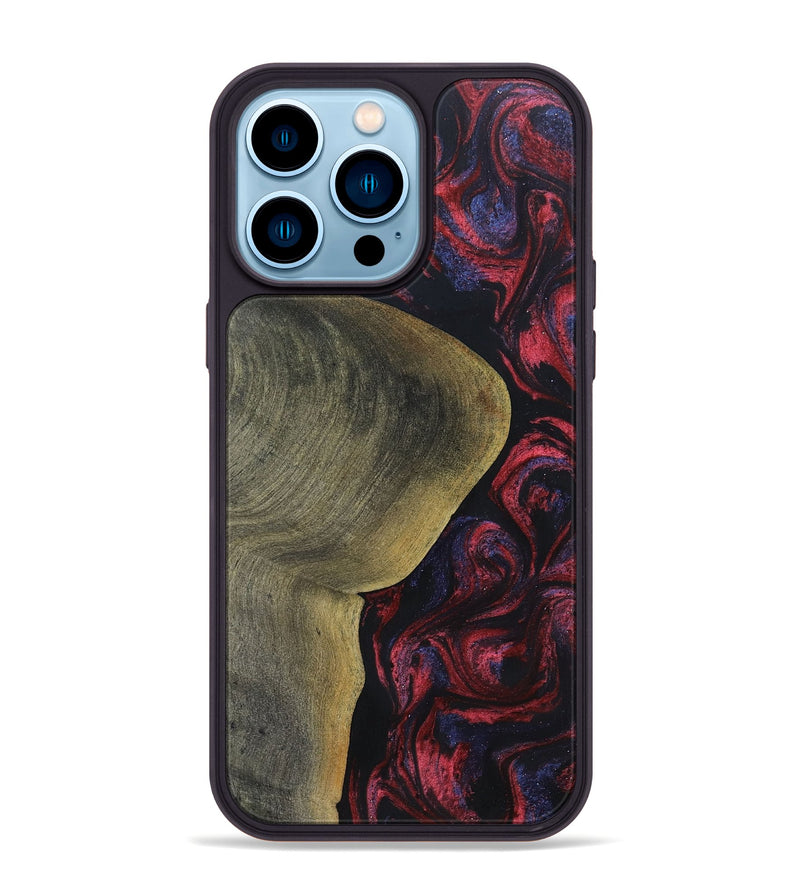 iPhone 14 Pro Max Wood+Resin Phone Case - Yaretzi (Red, 697541)