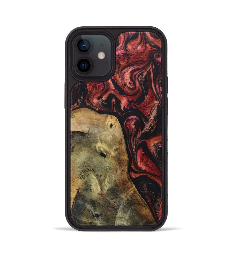 iPhone 12 Wood+Resin Phone Case - Gilbert (Red, 697543)