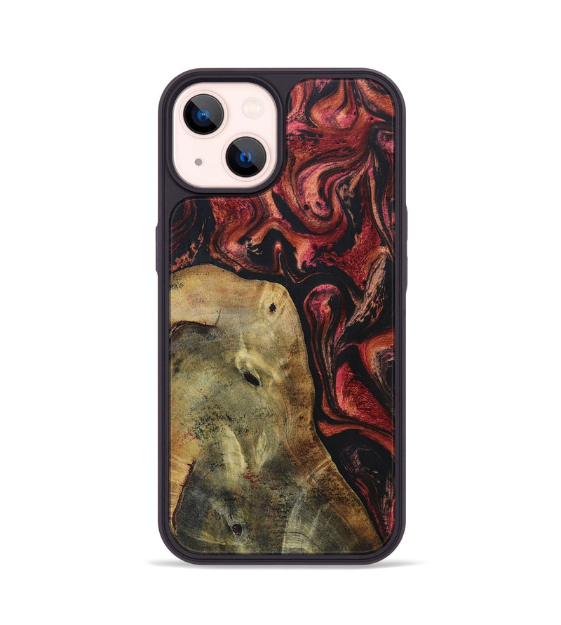 iPhone 14 Wood+Resin Phone Case - Gilbert (Red, 697543)