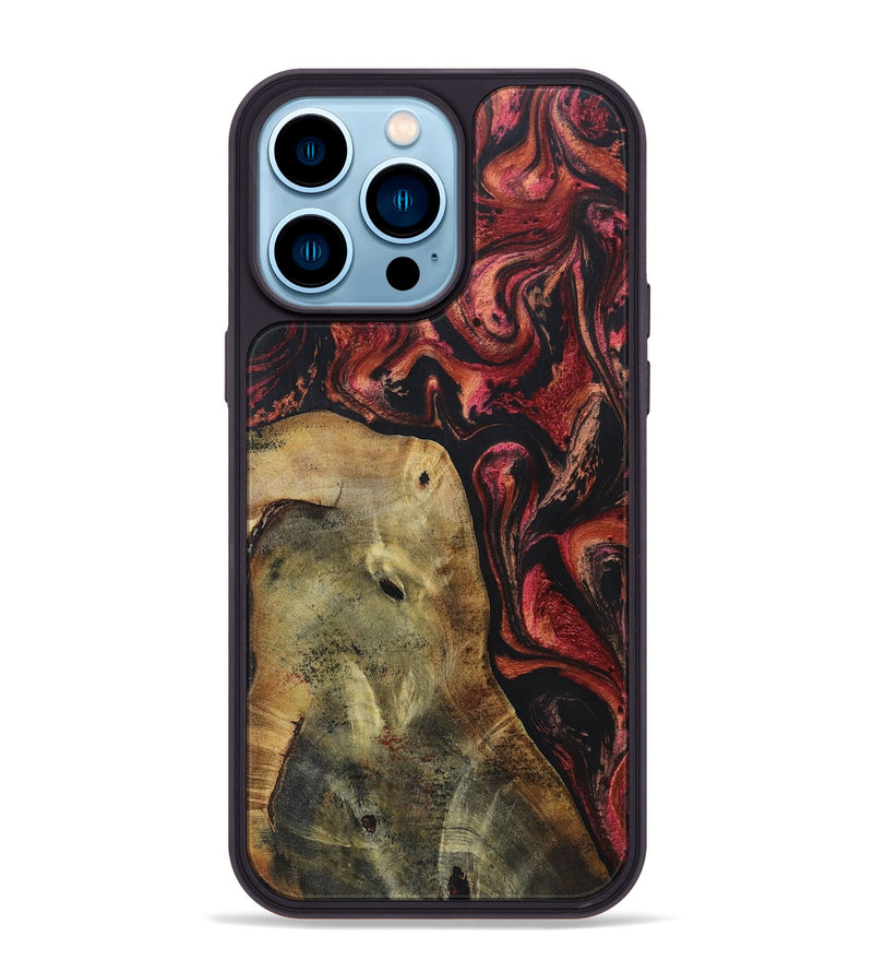 iPhone 14 Pro Max Wood+Resin Phone Case - Gilbert (Red, 697543)