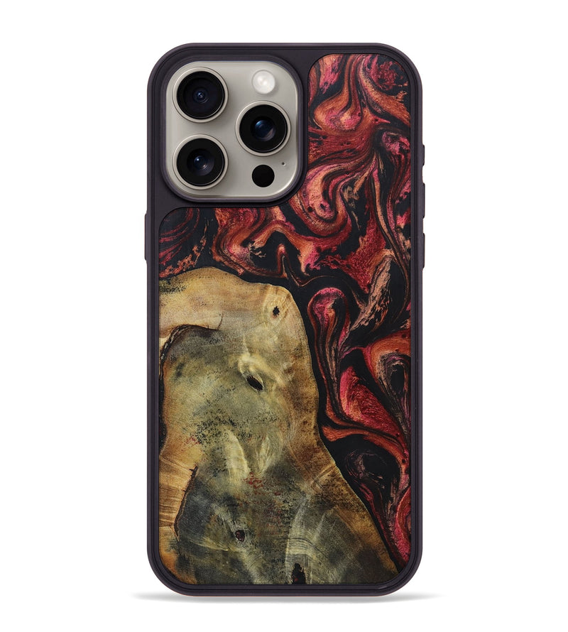 iPhone 15 Pro Max Wood+Resin Phone Case - Gilbert (Red, 697543)