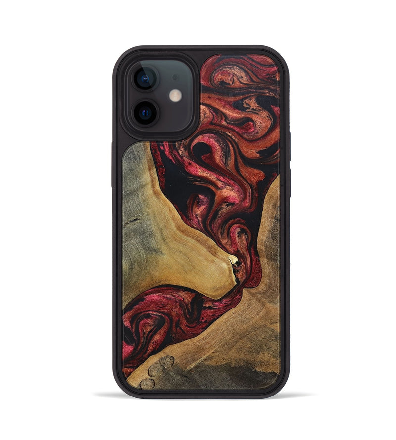 iPhone 12 Wood+Resin Phone Case - Jase (Red, 697544)