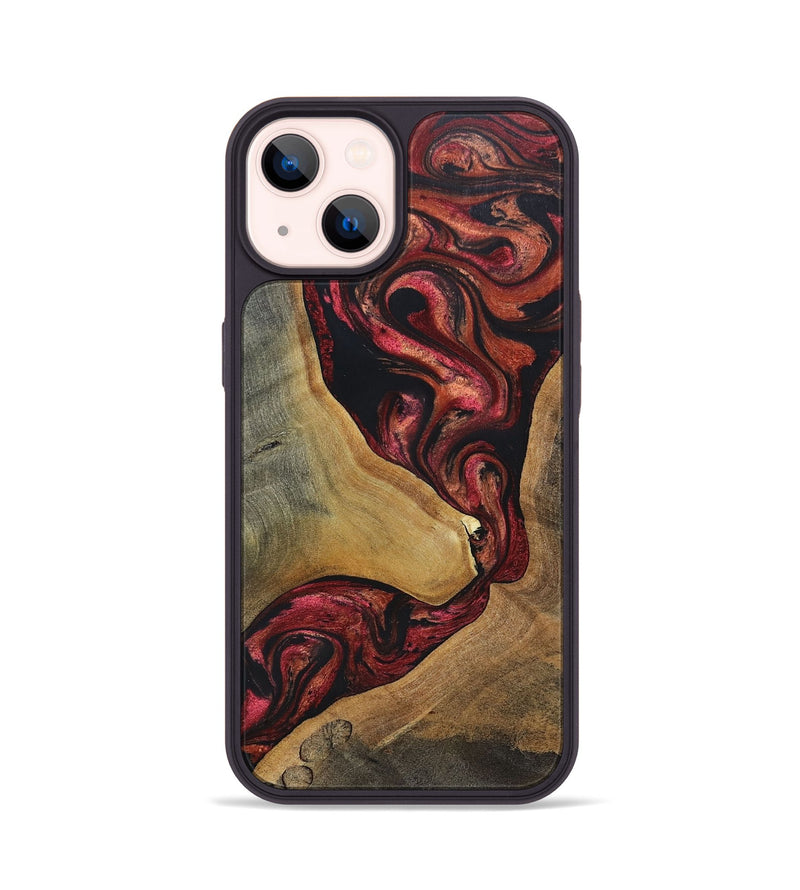 iPhone 14 Wood+Resin Phone Case - Jase (Red, 697544)
