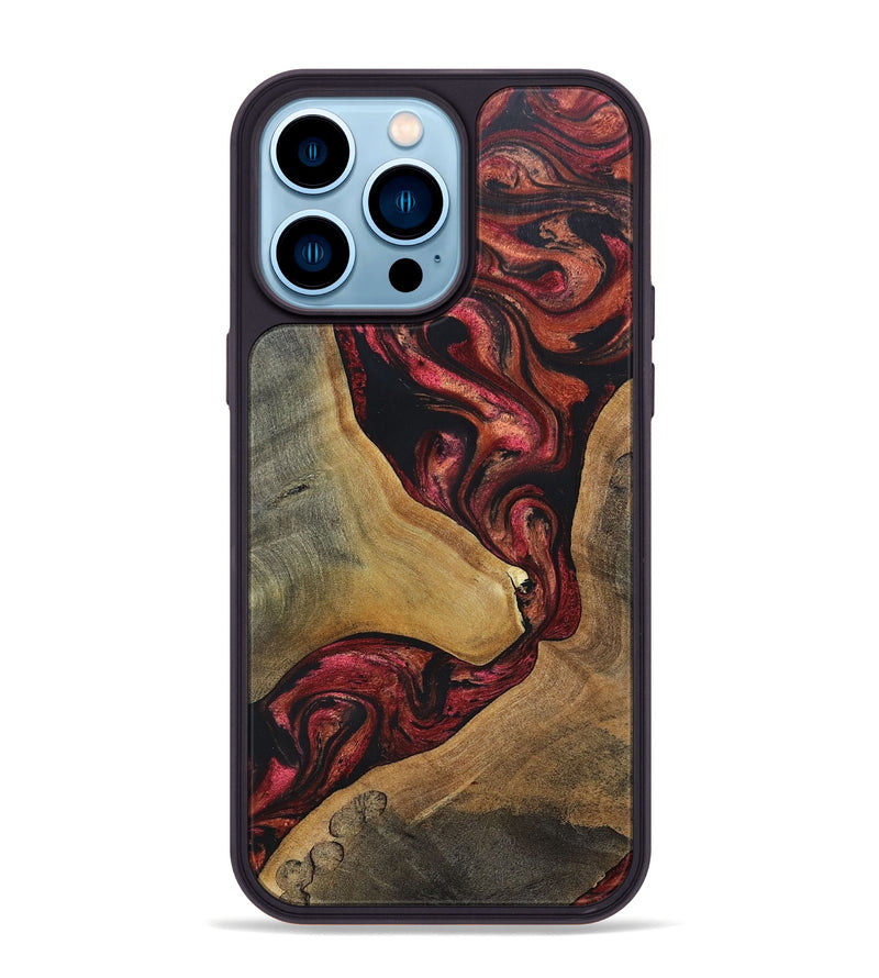 iPhone 14 Pro Max Wood+Resin Phone Case - Jase (Red, 697544)