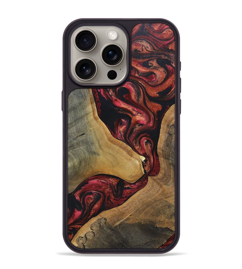 iPhone 15 Pro Max Wood+Resin Phone Case - Jase (Red, 697544)