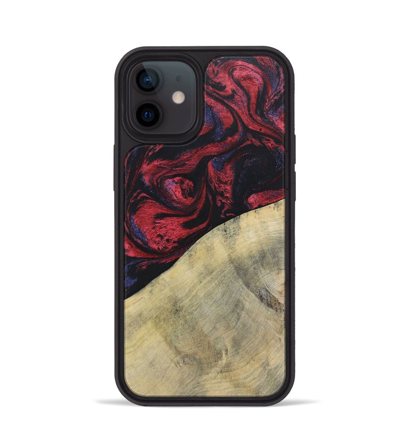 iPhone 12 Wood+Resin Phone Case - Delaney (Red, 697548)