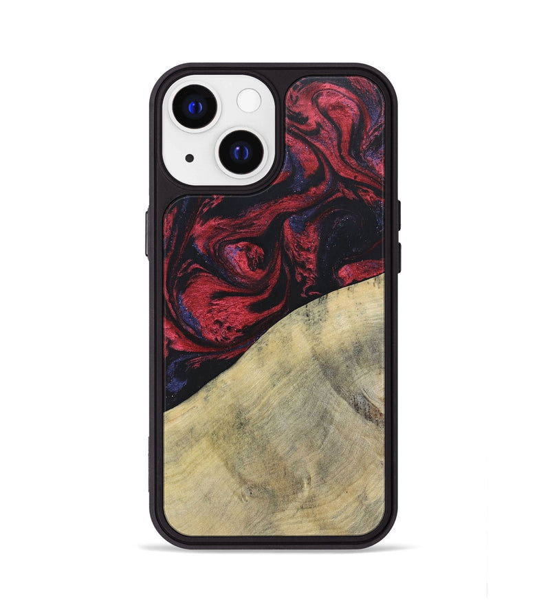 iPhone 13 Wood+Resin Phone Case - Delaney (Red, 697548)