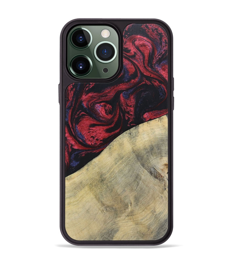 iPhone 13 Pro Max Wood+Resin Phone Case - Delaney (Red, 697548)