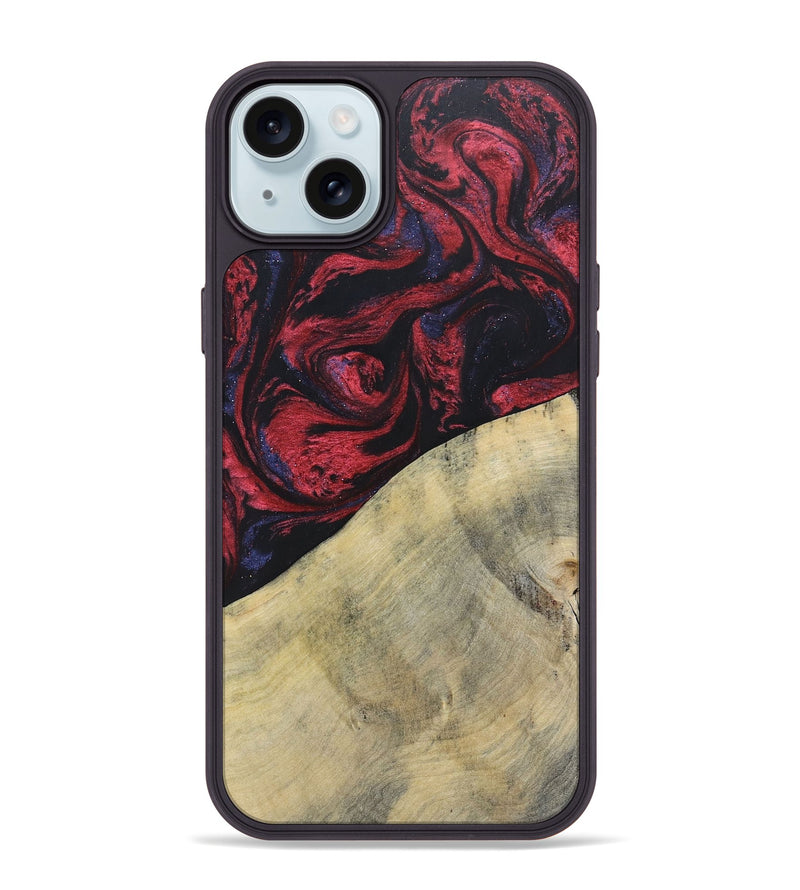 iPhone 15 Plus Wood+Resin Phone Case - Delaney (Red, 697548)