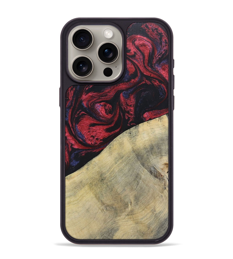 iPhone 15 Pro Max Wood+Resin Phone Case - Delaney (Red, 697548)