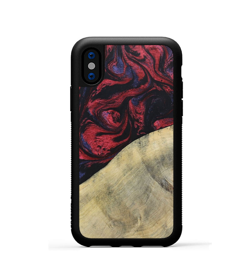 iPhone Xs Wood+Resin Phone Case - Delaney (Red, 697548)