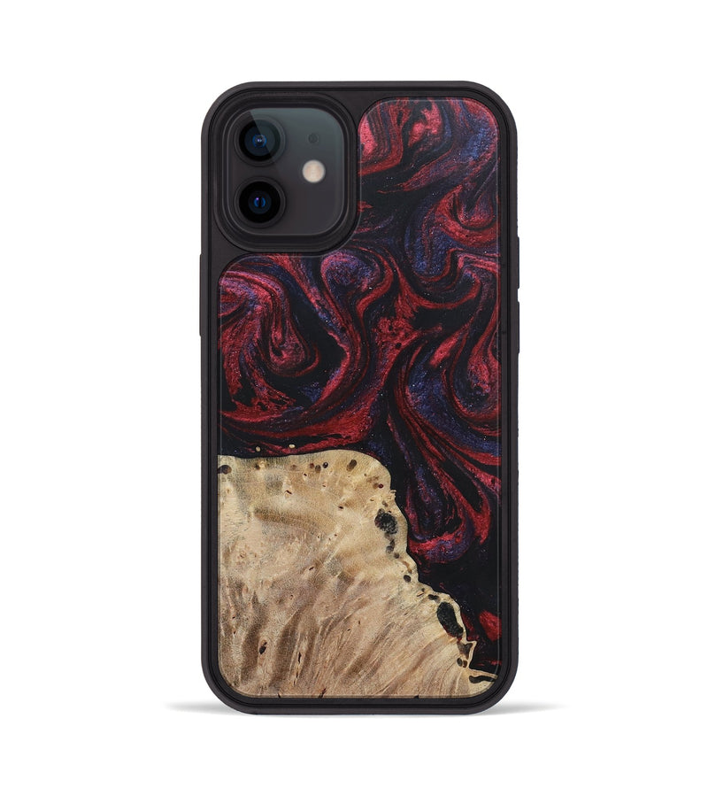 iPhone 12 Wood+Resin Phone Case - Reid (Red, 697550)