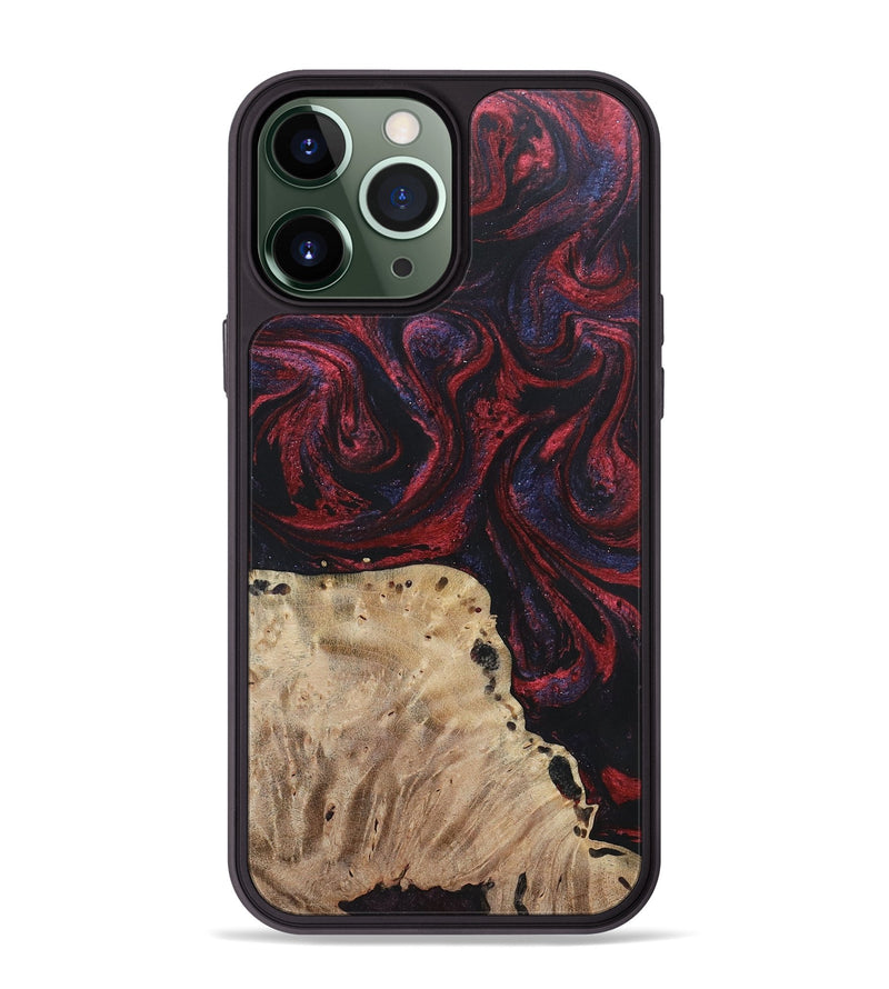 iPhone 13 Pro Max Wood+Resin Phone Case - Reid (Red, 697550)