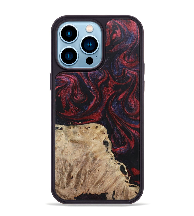 iPhone 14 Pro Max Wood+Resin Phone Case - Reid (Red, 697550)