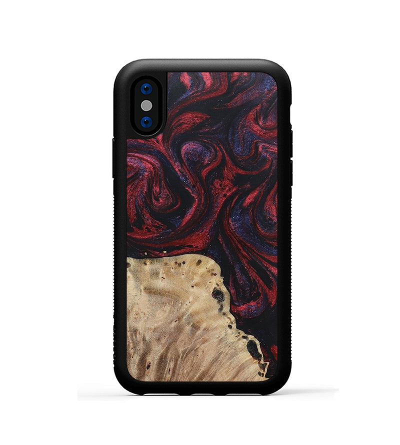 iPhone Xs Wood+Resin Phone Case - Reid (Red, 697550)