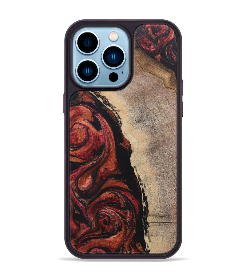 iPhone 14 Pro Max Wood+Resin Phone Case - Samara (Red, 697558)