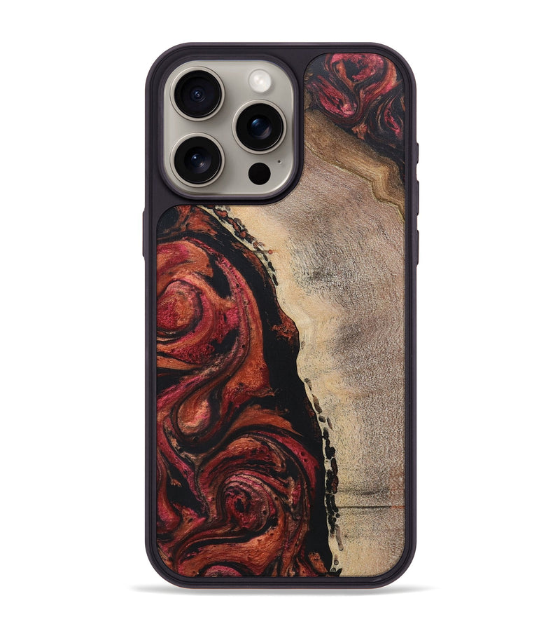iPhone 15 Pro Max Wood+Resin Phone Case - Samara (Red, 697558)