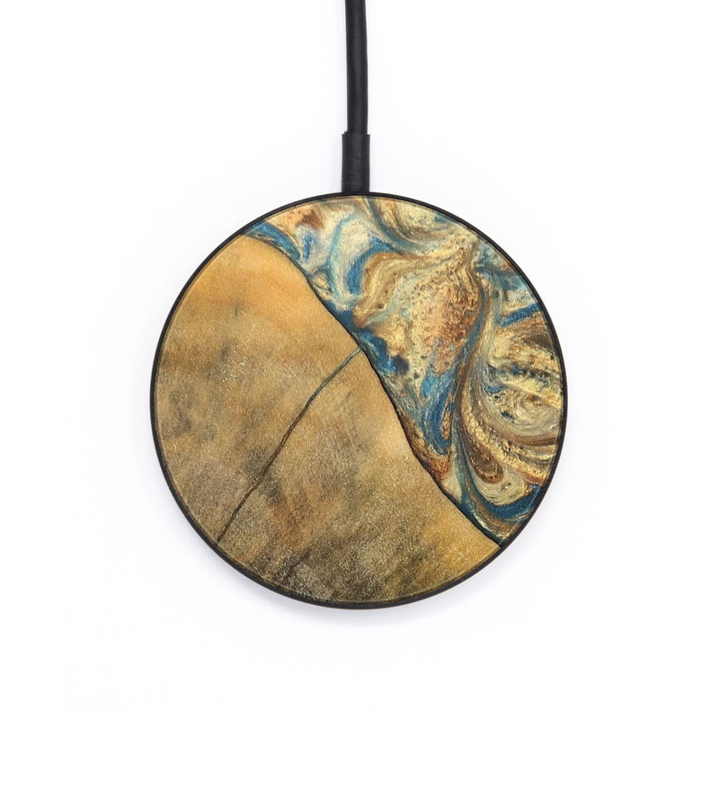 Circle Wood+Resin Wireless Charger - Ariella (Teal & Gold, 697886)