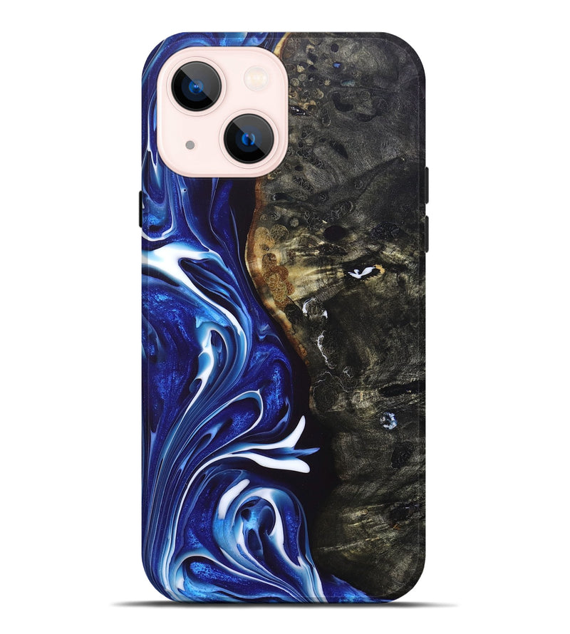 iPhone 14 Plus Wood+Resin Live Edge Phone Case - Sydney (Blue, 697925)